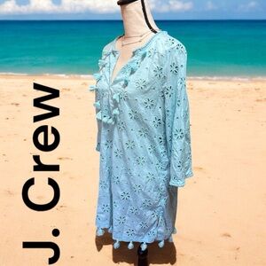 J. Crew-Small turquoise tassled coverup/tunic. Gorgeous! 100% cotton. EUC!